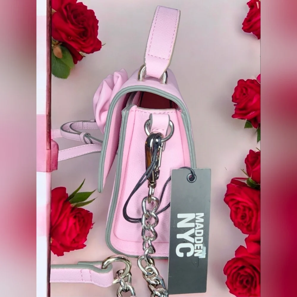 Madden NYC Women's Rosette Top Handle Handbag In Pastel Pink NWT - Picture 16 of 16